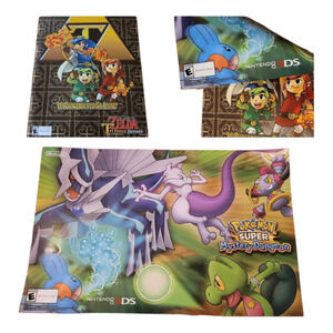 Nintendo 3DS Double Sided Pokemon Super Mystery Dungeon/Zelda Tri Force...